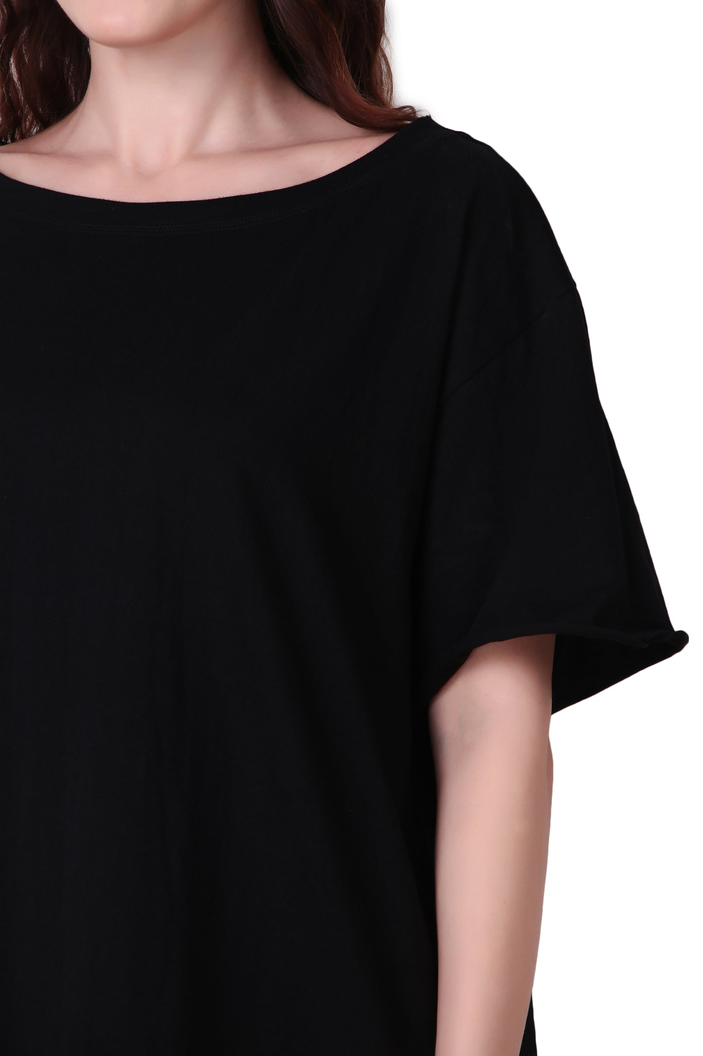 Basic Oversized T shirt with Boat Neck