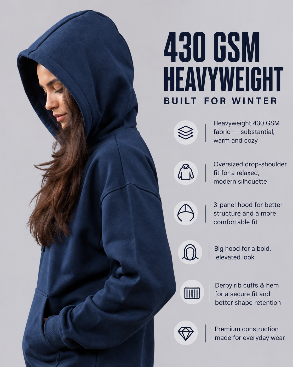 Oversized Drop Shoulders Hoodie