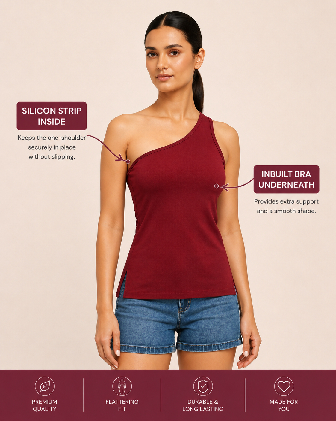 Basic Black one shoulder Tank Top