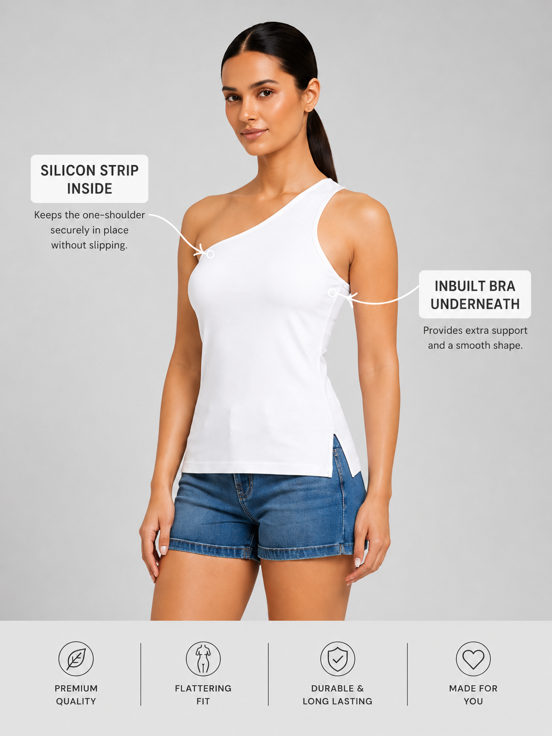 Basic Black one shoulder Tank Top