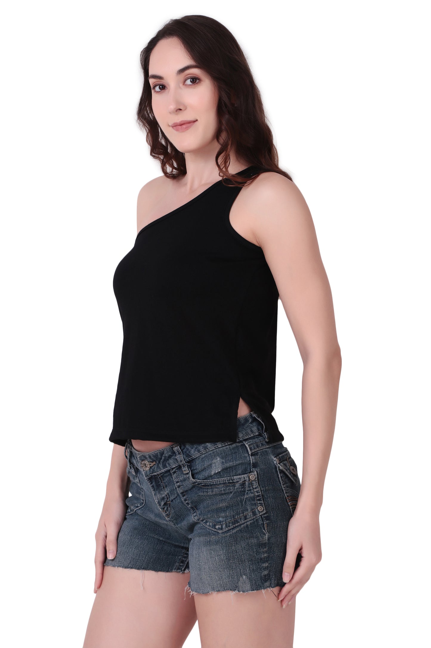 Basic Black one shoulder Tank Top