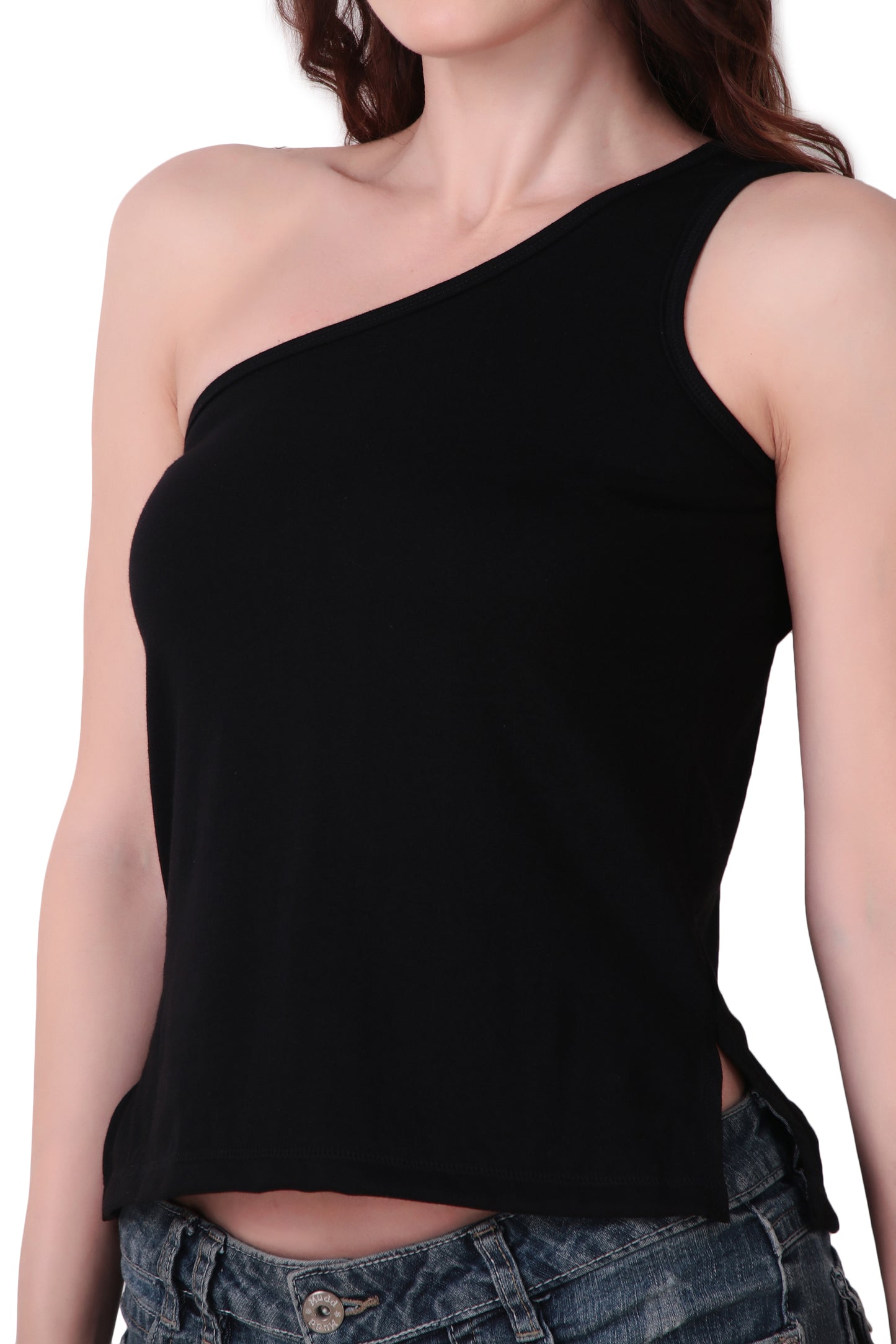 Basic Black one shoulder Tank Top
