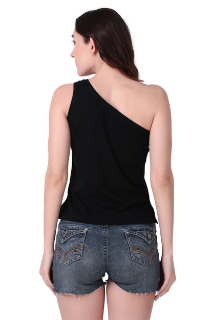 Basic Black one shoulder Tank Top