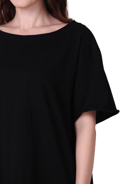Basic Oversized T shirt with Boat Neck