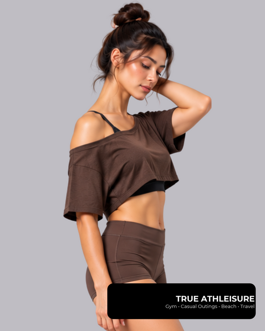 Basic Oversized Boat Neck Crop Top