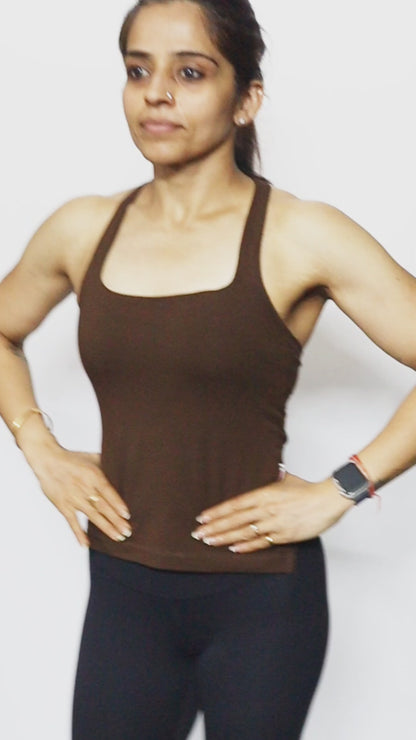 Funnel Halter Tank Top Black