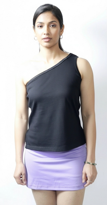 Basic Black one shoulder Tank Top