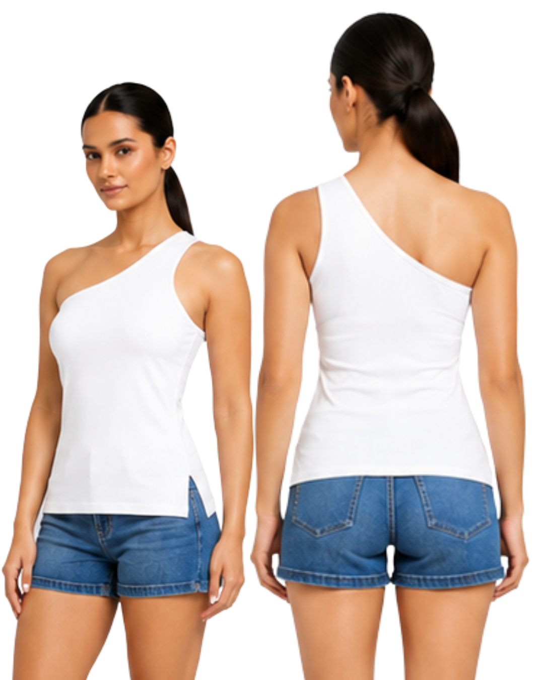 Basic Black one shoulder Tank Top