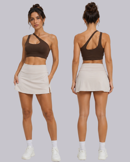 One Shoulder Two straps Crop Top