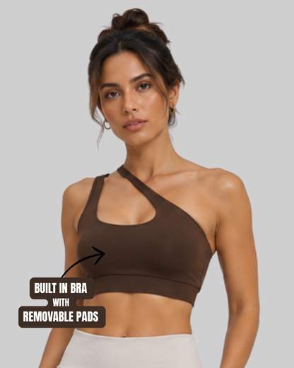 One Shoulder Two straps Crop Top