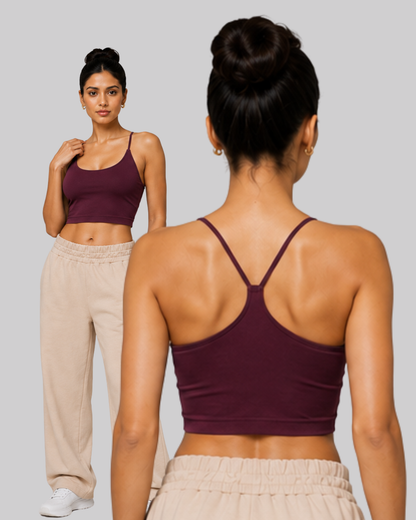 V Back Crop Top