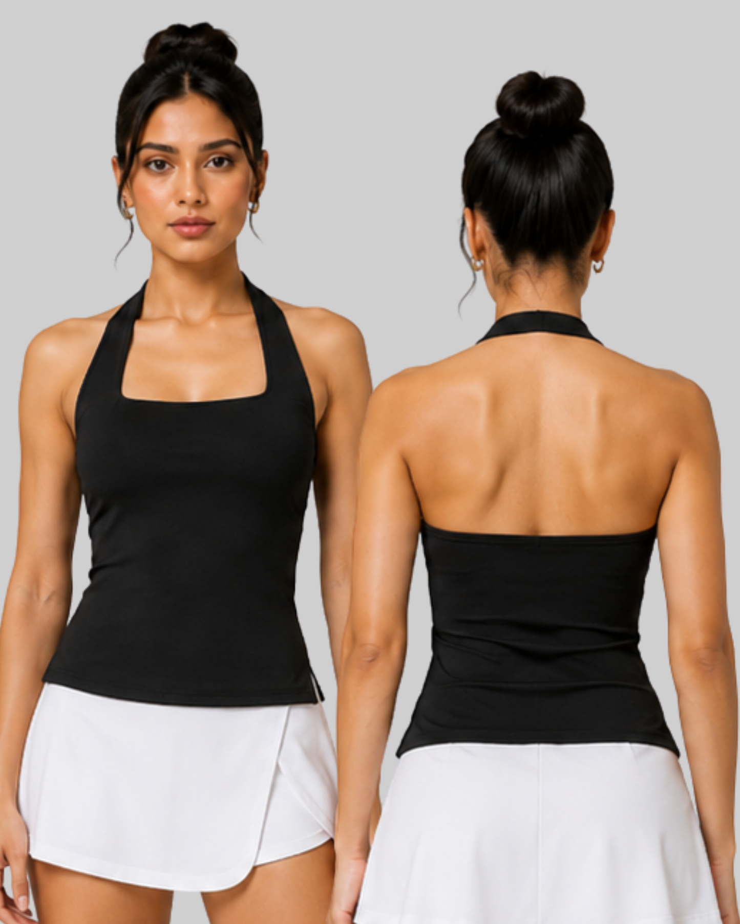 Funnel Halter Tank Top Black