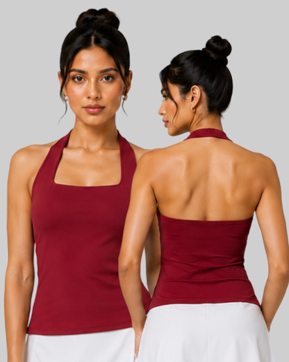 Funnel Halter Tank Top Black