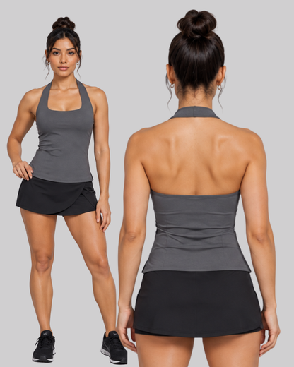 Funnel Halter Tank Top Black