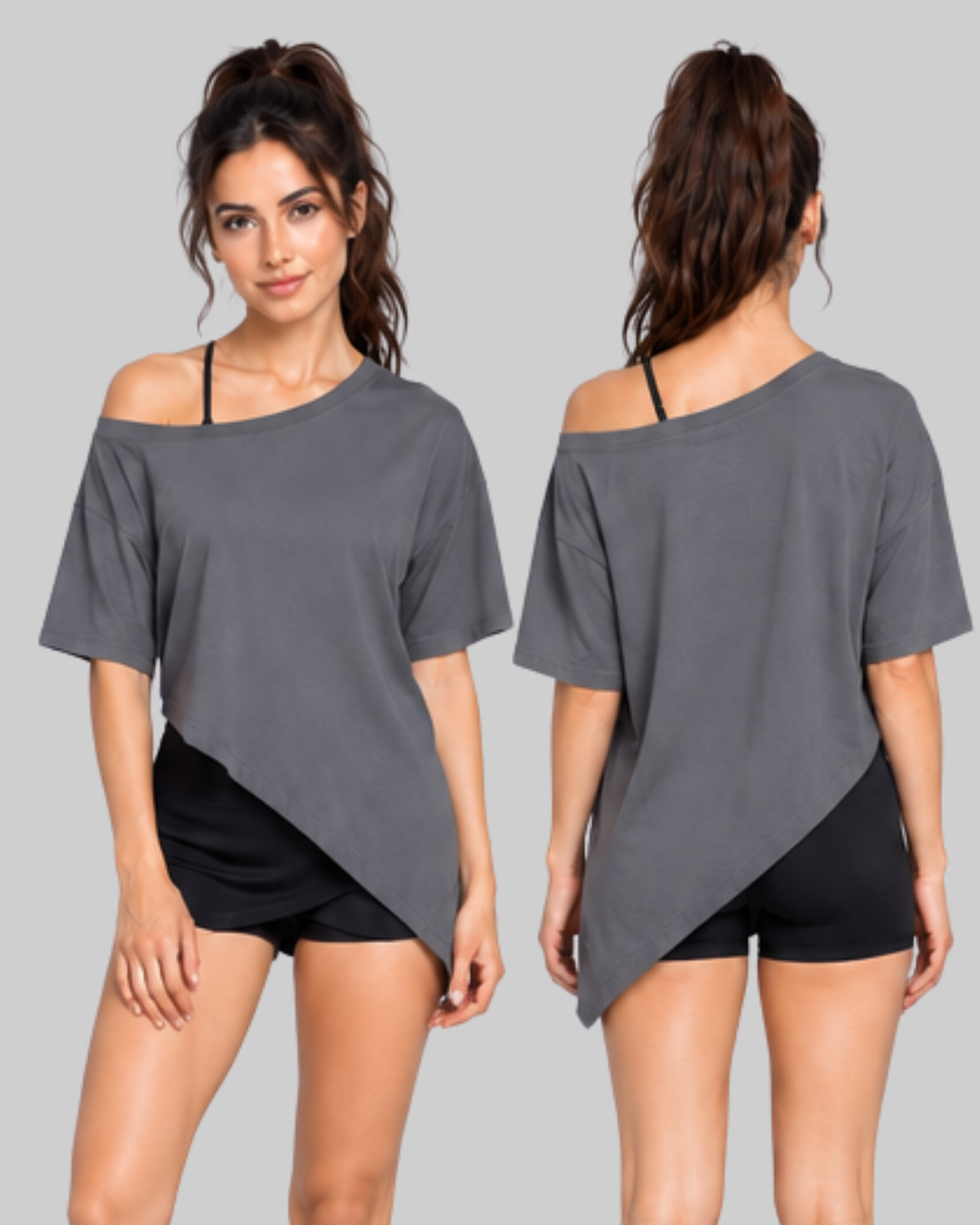 Basics - Oversized Asymmetric Slant Tee