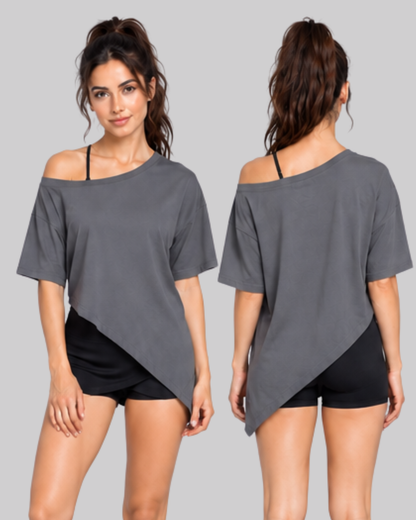 Basics - Oversized Asymmetric Slant Tee