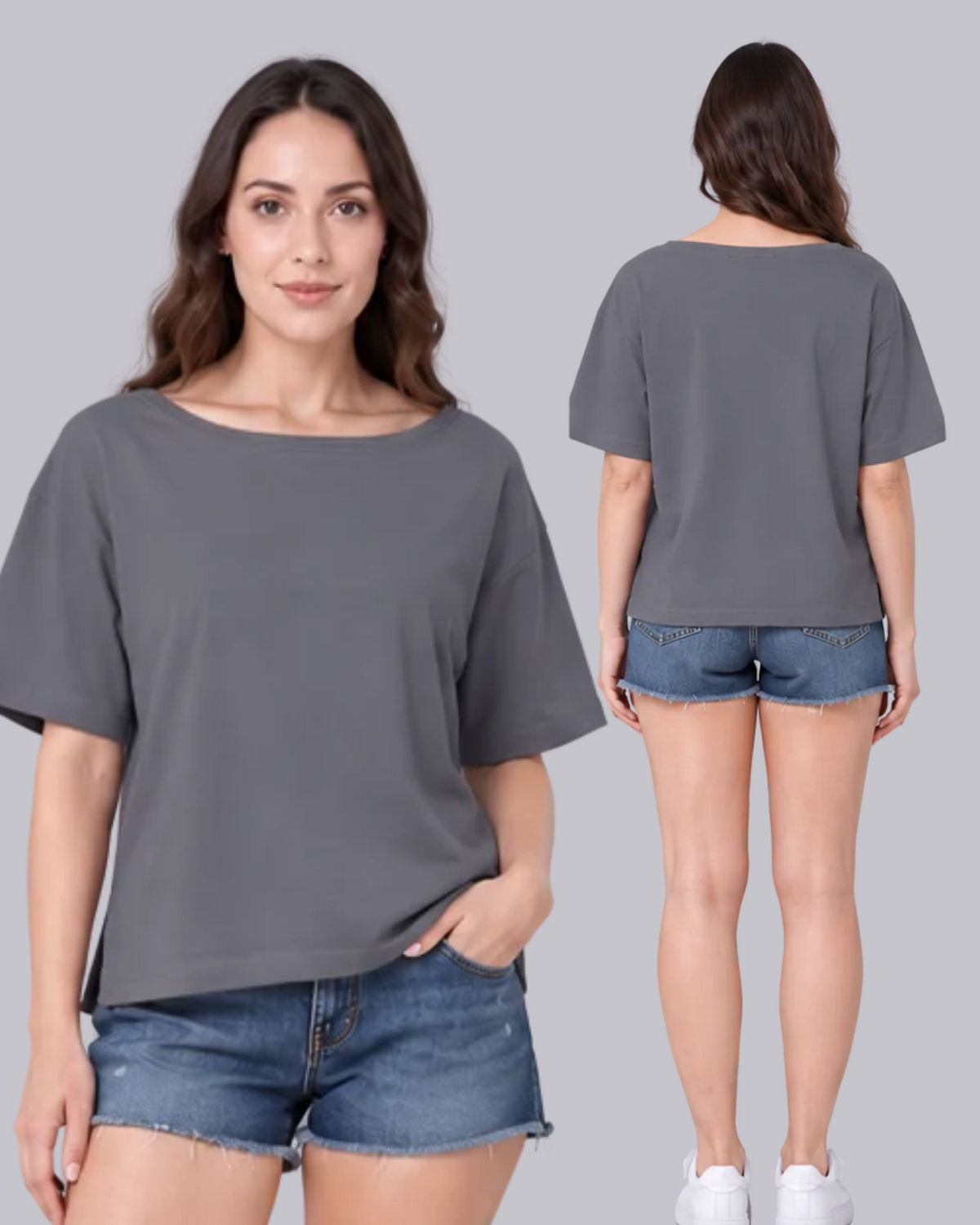 Basic Black Oversized Tee with a Side Slit