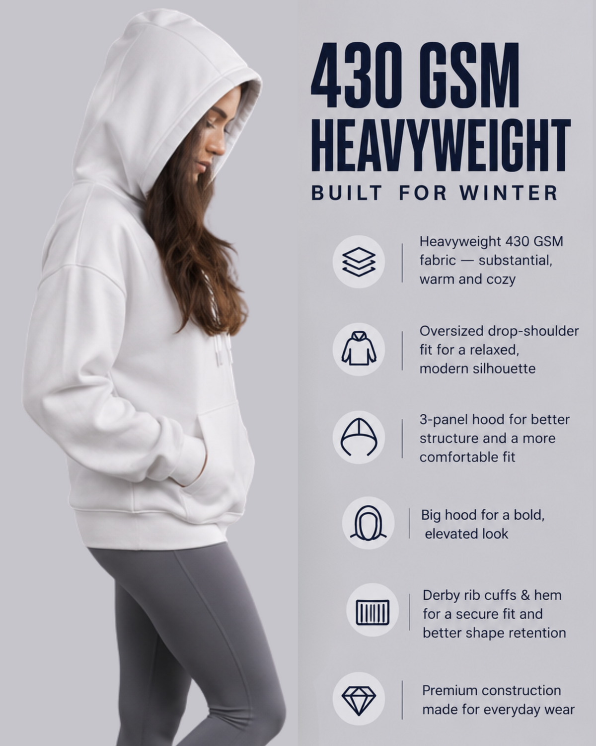 Oversized Drop Shoulders Hoodie