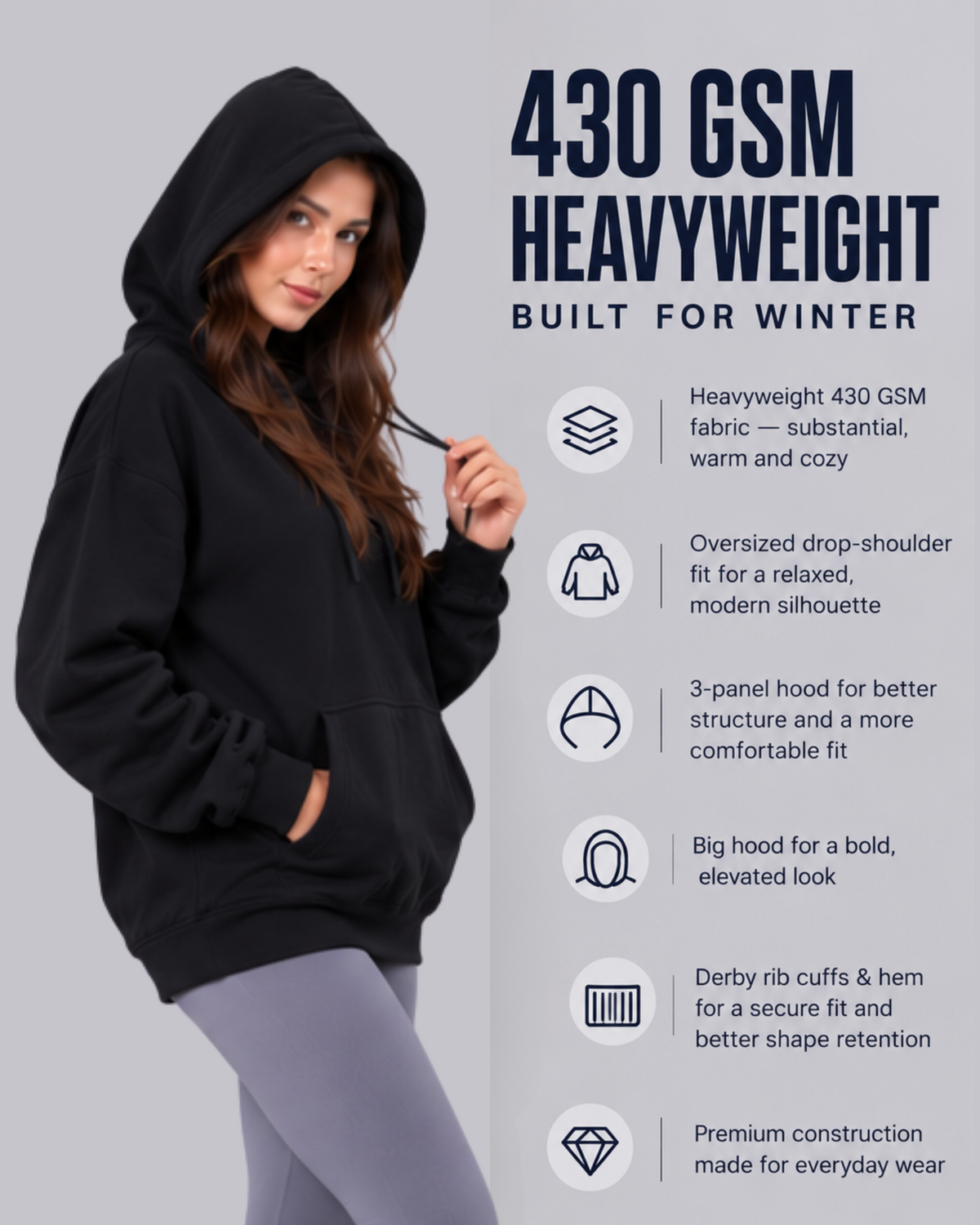 Oversized Drop Shoulders Hoodie