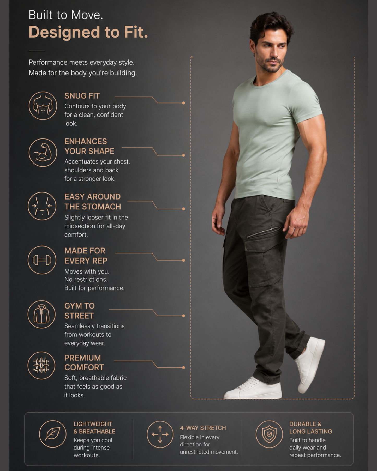 Muscle Fit Round Neck Tee