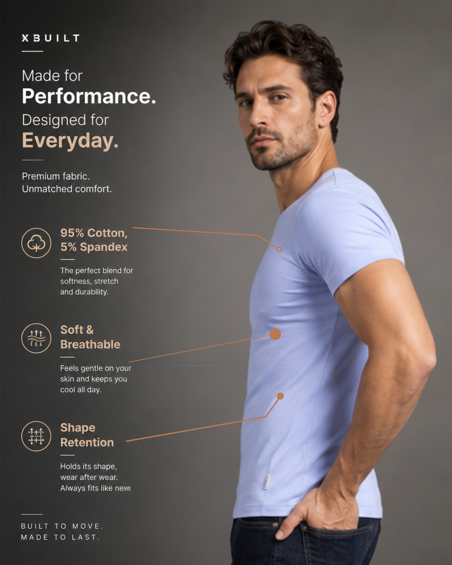 Muscle Fit Round Neck Tee