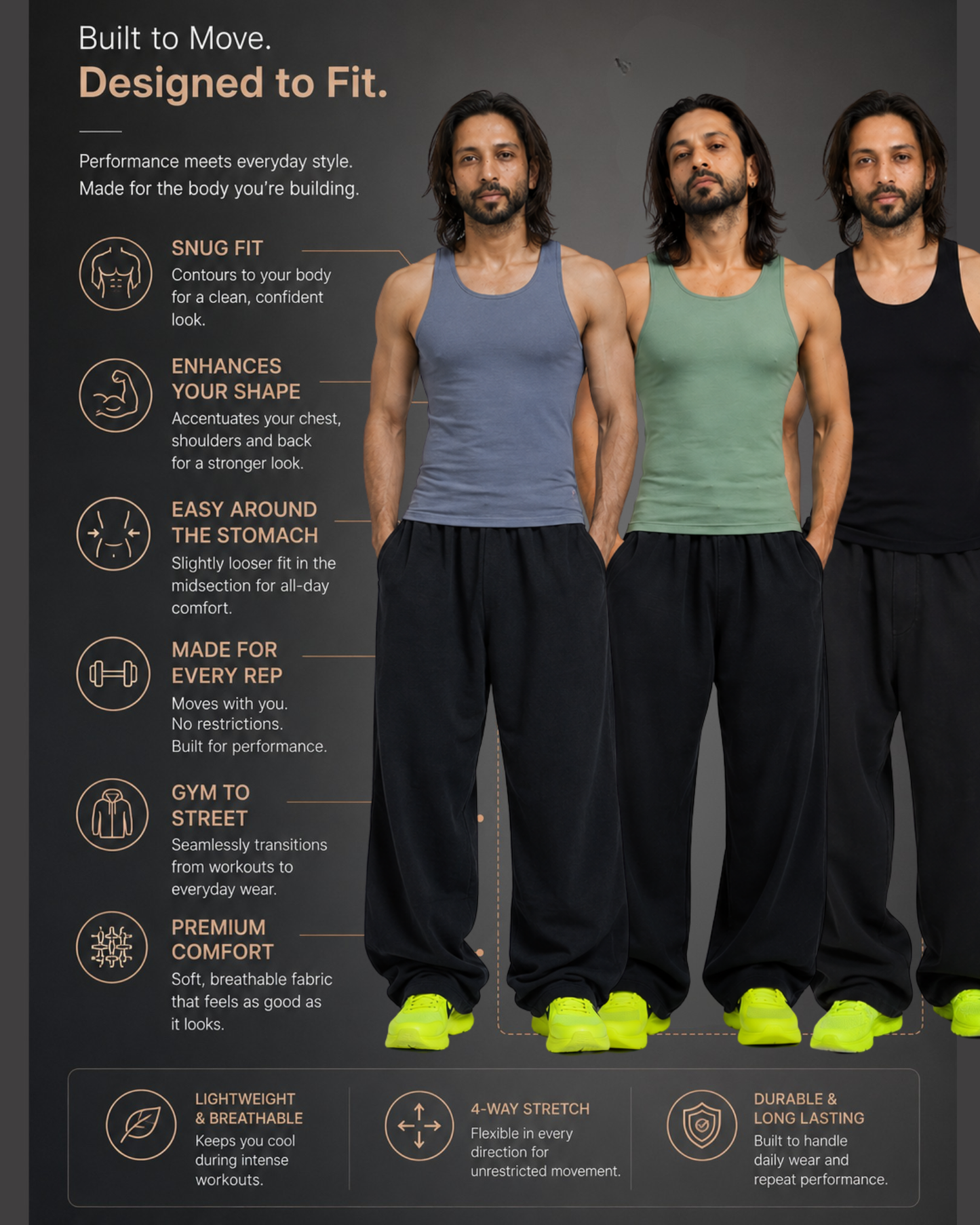 Round Neck Tank Top - Pack of 3