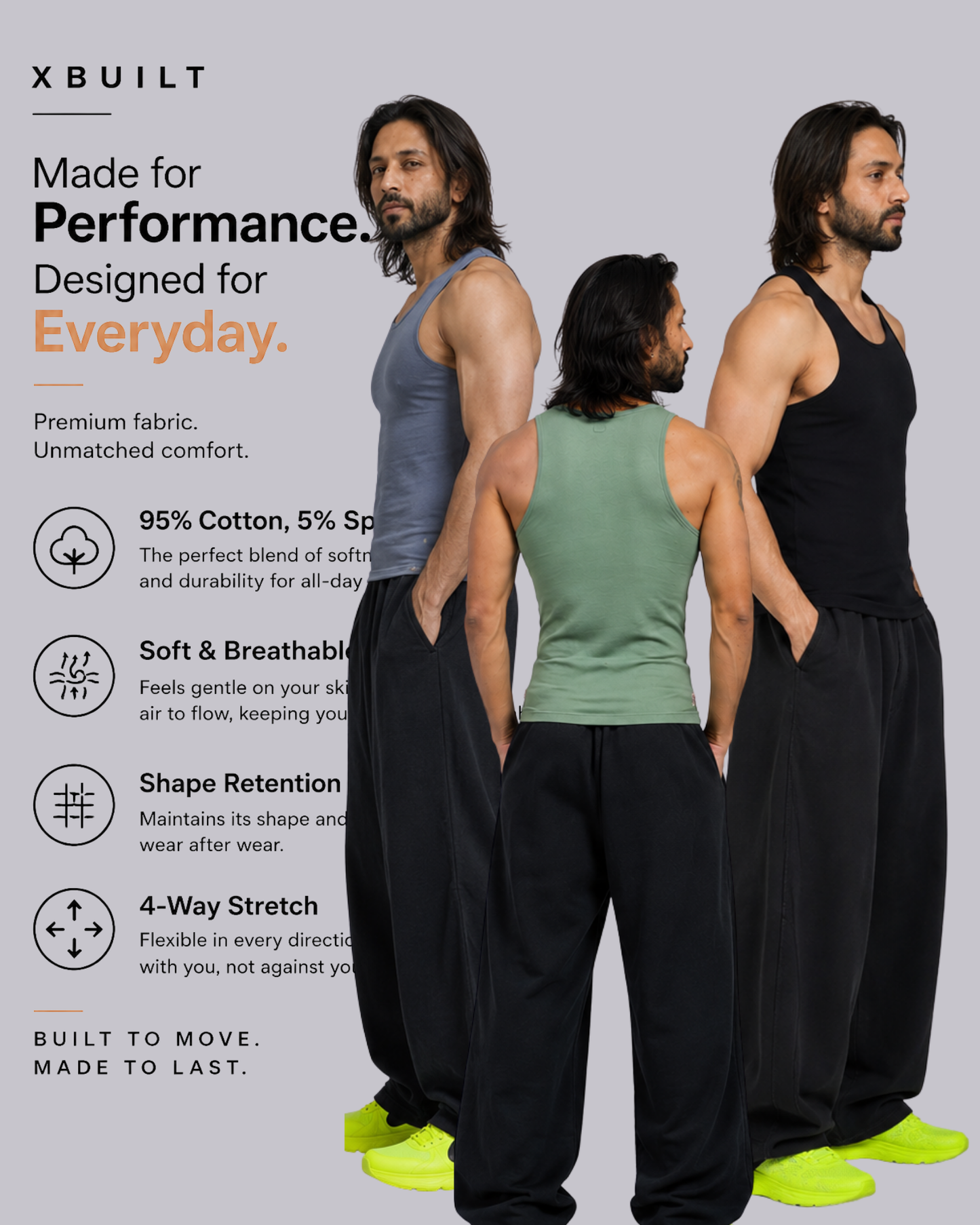 Round Neck Tank Top - Pack of 3